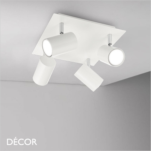 1A1 Spot 4 - Matt White Modern Designer Adjustable Ceiling Cylindrical Spotlight Plate - Perfect for a Kitchen Island, Kitchen, Dining Room, Office, Restaurant or Bar