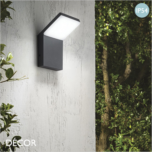 11A1 Ideal Lux - Style - Anthracite & Opal White Modern Designer Outdoor LED Wall Light - Minimalist Italian Design for the Garden & Outdoor Area of your Hotel, Bar, Bistro & Café.