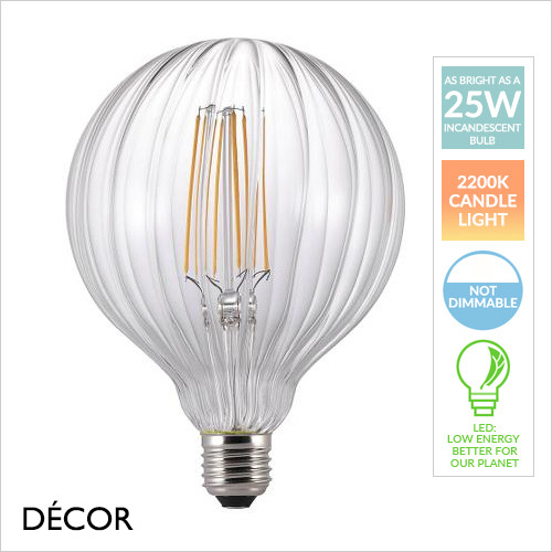 11A1 E27 2W Avra Stripes Decorative LED Designer Light Bulb - As Bright as a 25W Incandescent Bulb - Energy Efficient Lighting for Home & Business