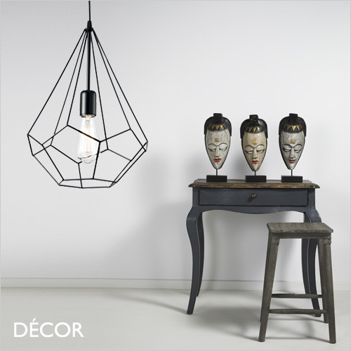 Ampolla, Diamond - Black Modern Designer Cage Pendant Light - Stylish Italian Design for a Kitchen, Dining Room, Hotel, Restaurant, Bistro, Bar & Cafe