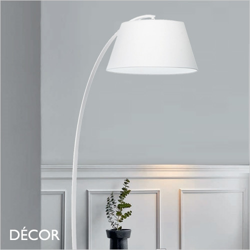 Pagoda - White Modern Designer Arched Multi-Level Adjustable Floor Lamp - Chic Italian Style - Ideal for a Living Room, Study, Office or Dining Room