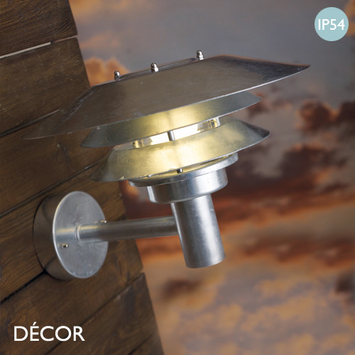 Veno - Galvanized Steel Modern Designer Outdoor Wall Light - Ideal for your Garden & the Outdoor Area of your Hotel, Restaurant, Bistro & Cafe. DFTP