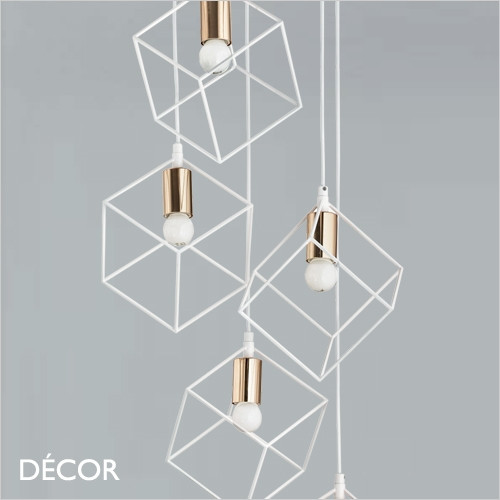 Ice - White Modern Designer Multiple Hanging Bulbs Pendant Light - A Spectacular Statement Piece for any Contemporary Interior Space