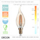 Ideal Lux - E14 3.5W Vintage Amber Glass LED Filament Flame Tip Candle Light Bulb - As Bright as a 25W Incandescent Bulb - Energy Efficient & Cost Effective Ideal Lux - E14 3.5W Vintage Amber Glass LED Filament Flame Tip Candle Light Bulb - As Bright as a 25W Incandescent Bulb - Energy Efficient & Cost Effective