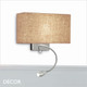 1111 Ideal Lux - Palazzo - Canvas Coloured Fabric Shade & Chrome Base Modern Designer Two in One Wall Light with Flexible Reading Light - Italian Chic for a Bedside