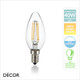 Ideal Lux - E14 4W LED Filament Designer Candle Shaped Bulb - As Bright as a 40W Incandescent Bulb - Energy Efficient Lights for Home, Hotel, Bar & Café