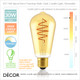 Nordlux - E27 5W Spiral Deco Gold LED Filament Teardrop Bulb, 2000K Candle Light, Dimmable - As Bright as a 30W Incandescent Bulb - Energy Efficient & Cost Effective Lighting Nordlux - E27 5W Spiral Deco Gold LED Filament Teardrop Bulb, 2000K Candle Light, Dimmable - As Bright as a 30W Incandescent Bulb - Energy Efficient & Cost Effective Lighting