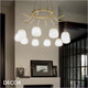 1A1 Ideal Lux - Karousel, 2 Sizes - Satin Brass & Etched White Glass Modern Designer Multiple Pendant Light - A Statement Piece for a Dining Room, Kitchen, Kitchen Island, Hallway, Stairwell, Hotel, Restaurant, Bistro, Bar & Café
