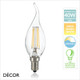 Ideal Lux - E14 4W LED Filament Designer Flame Tip Candle Shaped Light Bulb, Dimmable - As Bright as a 40W Incandescent Bulb - Energy Efficient Lighting for Home & Business
