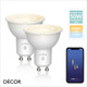 Nordlux - Smart 2 Pack GU10 2 x 4.8W LED White Spotlight Bulbs, 2200K Warm to 6500K Cool White, Dimmable  - As Bright as a 40W Halogen Bulb - Innovative, Energy Efficient Lights for your Home & Business
