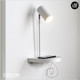 Nordlux - Cody with USB Port and Shelf - White Modern Designer Adjustable Wall Light - Minimalist Multifunctional Design for any Contemporary Space