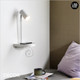 Nordlux - Cody with USB Port and Shelf - White Modern Designer Adjustable Wall Light - Minimalist Multifunctional Design for any Contemporary Space