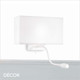 Ideal Lux - Palazzo - White Fabric Shade & Matt White Base Modern Designer Two in One Wall Light with Flexible Reading Light - Stylish Italian Chic for a Bedside