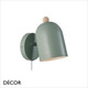 Nordlux - Gaston - Dusty Green with a Wooden Detail Modern Designer Wall Light - Ideal as a Bedside Light, Reading Light or Task Light