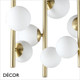 Ideal Lux - Perlage 9 - White Acid-Etched Glass with Satin Brass Modern Designer Flush Fitting Multiple Ceiling Light - A Stunning Statement Piece for Any Contemporary Space