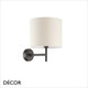 Ideal Lux - Set Up - Matt Black Wall Light Base with Cylindrical Shades in 2 Sizes in Wood, Dove Grey, Black, White or Beige - Stylish Italian Chic for a  Bedroom, Guest Room or Hotel