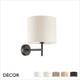 Ideal Lux - Set Up - Matt Black Wall Light Base with Cylindrical Shades in 2 Sizes in Wood, Dove Grey, Black, White or Beige - Stylish Italian Chic for a  Bedroom, Guest Room or Hotel