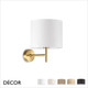 Ideal Lux - Set Up - Brushed Brass Wall Light Base with Cylindrical Shades in 2 Sizes in Wood, Dove Grey, Black, White or Beige - Stylish Italian Chic for a  Bedroom, Guest Room or Hotel