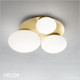 Ideal Lux - Ninfea 3 - White Etched Glass & Satin Brass Modern Designer Ceiling Light - Contemporary Italian Chic for a Dining Room, Living Room, Hallway, Hotel & Restaurant