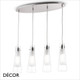 Ideal Lux - Kuky 4 - Sanded Frosted Pyrex Glass Modern Designer Multiple Pendant Light - Minimalist Italian Chic for your Kitchen, Reception Room or Bistro