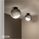 1 A Ideal Lux - Bloom 22 & 30 - Satin Grey Outer-Glass with a White Globe Diffuser Modern Designer Flush-Fitting Ceiling Light - A Stylish Design Piece for your Dining Room, Hallway, Stairwell, Kitchen, Restaurant, Bistro or Hotel Foyer