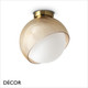 1 A Ideal Lux - Bloom 22 & 30 - Clear Amber Outer-Glass with a White Globe Diffuser Modern Designer Flush-Fitting Ceiling Light - A Stylish Design Piece for your Dining Room, Hallway, Stairwell, Kitchen, Restaurant, Bistro or Hotel Foyer