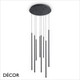 Ideal Lux - Look Drop 40, 50 & 65 - Matt Black Multiple Pendant Light with 8, 12 or 16 LEDs - Chic Italian Design - Ideal for any Modern Space