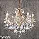 Ideal Lux - Napoleon, 8 arm - Clear Crystal & Gold Chandelier - Luxurious Italian Design for a Dining Room, Living Room, Stairs, Hallway, Hotel & Restaurant