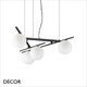 Ideal Lux - Atlas 62 & 80 - Etched White Glass Globes & Matt Black Designer Globe Suspension Light with Adjustable Arms - Ideal for any Modern Space