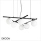 Ideal Lux - Atlas 62 & 80 - Etched White Glass Globes & Matt Black Designer Globe Suspension Light with Adjustable Arms - Ideal for any Modern Space