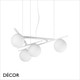 Ideal Lux - Atlas 62 & 80 - Etched White Glass Globes & Matt White Designer Globe Suspension Light with Adjustable Arms - Ideal for any Modern Space