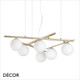 Ideal Lux - Atlas 62 & 80 - Etched White Glass Globes & Gold Designer Globe Suspension Light with Adjustable Arms - Ideal for any Modern Space