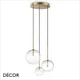 Ideal Lux - Equinoxe 3 - Antiqued Brass & Clear Glass Globes Modern Designer Multiple Globe Pendant Light - A Statement Piece for your Dining Room, Hallway, Stairwell, Kitchen, Restaurant, Bistro or Hotel Foyer