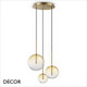 Ideal Lux - Equinoxe 3 - Antiqued Brass & Amber Glass Globes Modern Designer Multiple Globe Pendant Light - A Statement Piece for your Dining Room, Hallway, Stairwell, Kitchen, Restaurant, Bistro or Hotel Foyer
