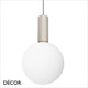 Ideal Lux - Odeon 3 Globe Linear - White Etched with a Striped Cylindrical Stem Modern Designer Glass Multiple Pendant Light - Minimalist Italian Chic for your Kitchen, Reception Room or Bistro