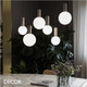Ideal Lux - Odeon 6 Globe Rectangular - White Etched with a Striped Cylindrical Stem Modern Designer Glass Multiple Pendant Light - Minimalist Italian Chic for your Kitchen, Reception Room or Bistro
