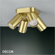 Ideal Lux - Dynamite 4 - Round Brushed Brass Modern Designer Adjustable Spotlights with a Square Base - Perfect for a Kitchen, Dining Room, Office, Restaurant or Bar