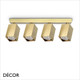 Ideal Lux - Dynamite 4 - Square Brushed Brass Modern Designer Adjustable Spotlight Bar with a Linear Base - Perfect for a Kitchen, Dining Room, Office, Restaurant or Bar