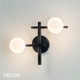 Ideal Lux - Atlas - Etched White Glass Globes & Matt Black Designer Globe Wall Light with Adjustable Arms - Ideal for any Modern Space