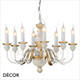 Ideal Lux - Firenze, 8 arm - Ivory & Gold-Leaf Candelabra Chandelier - Luxury Italian Style for a Dining Room, Living Room, Kitchen, Hallway, Hotel & Restaurant