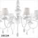 Ideal Lux - Blanche, 6 arm - White Satin Modern Designer Chandelier - Contemporary Italian Style for a Dining Room, Living Room, Kitchen, Hallway, Hotel & Restaurant