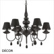 Ideal Lux - Blanche, 6 arm - Black Satin Modern Designer Chandelier - Contemporary Italian Style for a Dining Room, Living Room, Kitchen, Hallway, Hotel & Restaurant