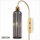 Antic - Smoked Grey Fluted Glass with a Gold Arched Support and Gold Accents Modern Designer Wall Light - Elegant German Design for any Contemporary Interior Space