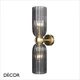 Antic - Smoked Grey Fluted Glass Gold Accents Modern Designer Slim Wall Light - Elegant German Design for any Contemporary Interior Space