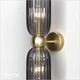 Antic - Smoked Grey Fluted Glass Gold Accents Modern Designer Slim Wall Light - Elegant German Design for any Contemporary Interior Space