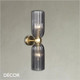 Antic - Smoked Grey Fluted Glass Gold Accents Modern Designer Slim Wall Light - Elegant German Design for any Contemporary Interior Space