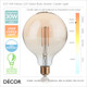 E27 4W Extra Large 125mm Vintage Amber Glass LED Filament Globe Light Bulb - As Bright as a 30W Incandescent Bulb - Energy Efficient & Cost Effective E27 4W Extra Large 125mm Vintage Amber Glass LED Filament Globe Light Bulb - As Bright as a 30W Incandescent Bulb - Energy Efficient & Cost Effective
