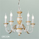 Ideal Lux - Firenze, 5 arm - Ivory & Gold-Leaf Candelabra Chandelier - Luxury Italian Style for a Dining Room, Living Room, Kitchen, Hallway, Hotel & Restaurant
