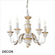 Ideal Lux - Firenze, 5 arm - Ivory & Gold-Leaf Candelabra Chandelier - Luxury Italian Style for a Dining Room, Living Room, Kitchen, Hallway, Hotel & Restaurant