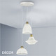 Ideal Lux - Lugano, 3 - White Ceramic & Brass Modern Designer Multiple Pendant Light - Vintage Italian Design - Ideal for a Kitchen, Dining Room, Stairwell, Hotel, Restaurant, Bistro & Café
